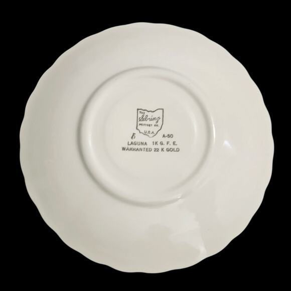 Sebring Pottery Laguna 6.25" Saucer Floral 22K Gold Trim Vintage USA Set of 3 - Picture 2 of 6